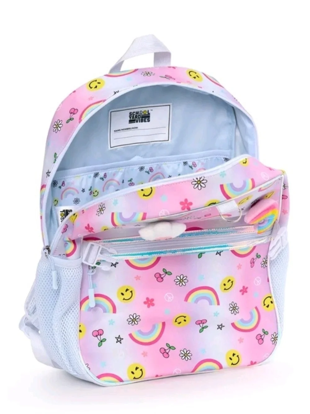 Kids Rainbow Smiley Backpack with Matching Headphones - Pink